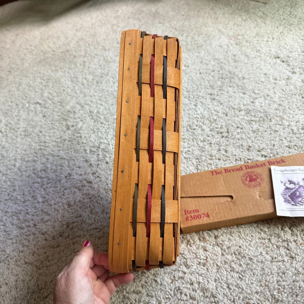 Longaberger Bread Basket 1995 Handwoven with Warming Brick 30074 and Pamphlets